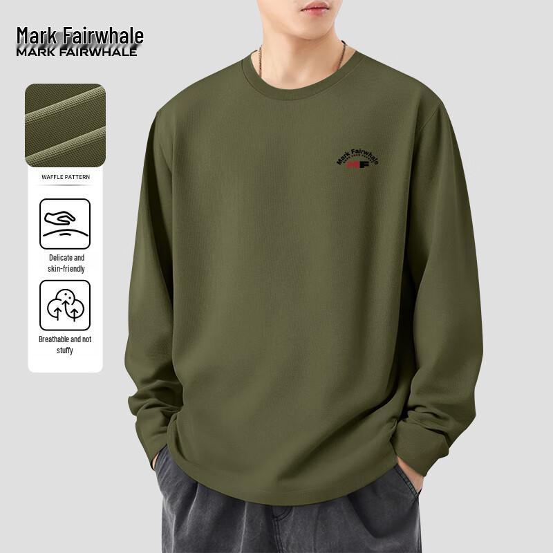 Mark Fairwhale Men s Letter Print Loose Fit Long Sleeve T-Shirt M