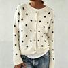 2026 Damen Oversized Rundhals Strick Cardigan mit Farbblock-Punkte-Muster Lockerer Sitz Lässiger Arbeitskleidungs Pullover
