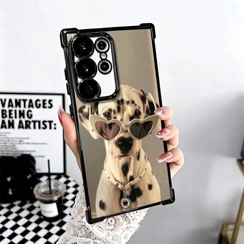 Dalmatian Cute Dog Plating Phone Case For Samsung Galaxy S24 S25 FE S26 Edge S23 Ultra S22 S21 Plus S20 Anti-Fall Airabag Cover