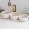 3 Pcs Desktop Storage Basket Oval Organizer Container Cotton Rope Hand Woven for Makeup Snacks
