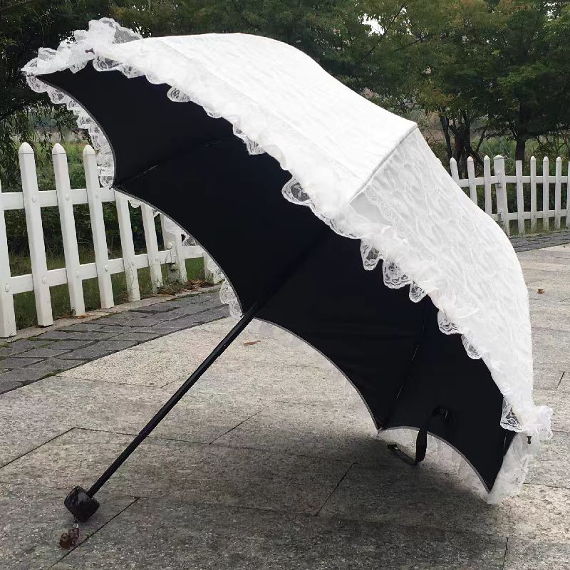Women Lace Umbrella Double Layer Three-fold Windproof Female Princess Parasol Cute Sunscreen Anti UV Wedding Sunshade