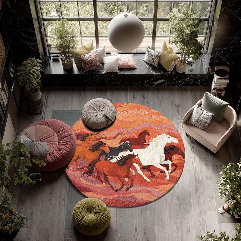 Majestic Elephant Pattern Round rug,Carpet Rug for Living Room Bedroom Playroom ,Non-slip Floor Mat,Holiday Gifts and Birthday Gifts.