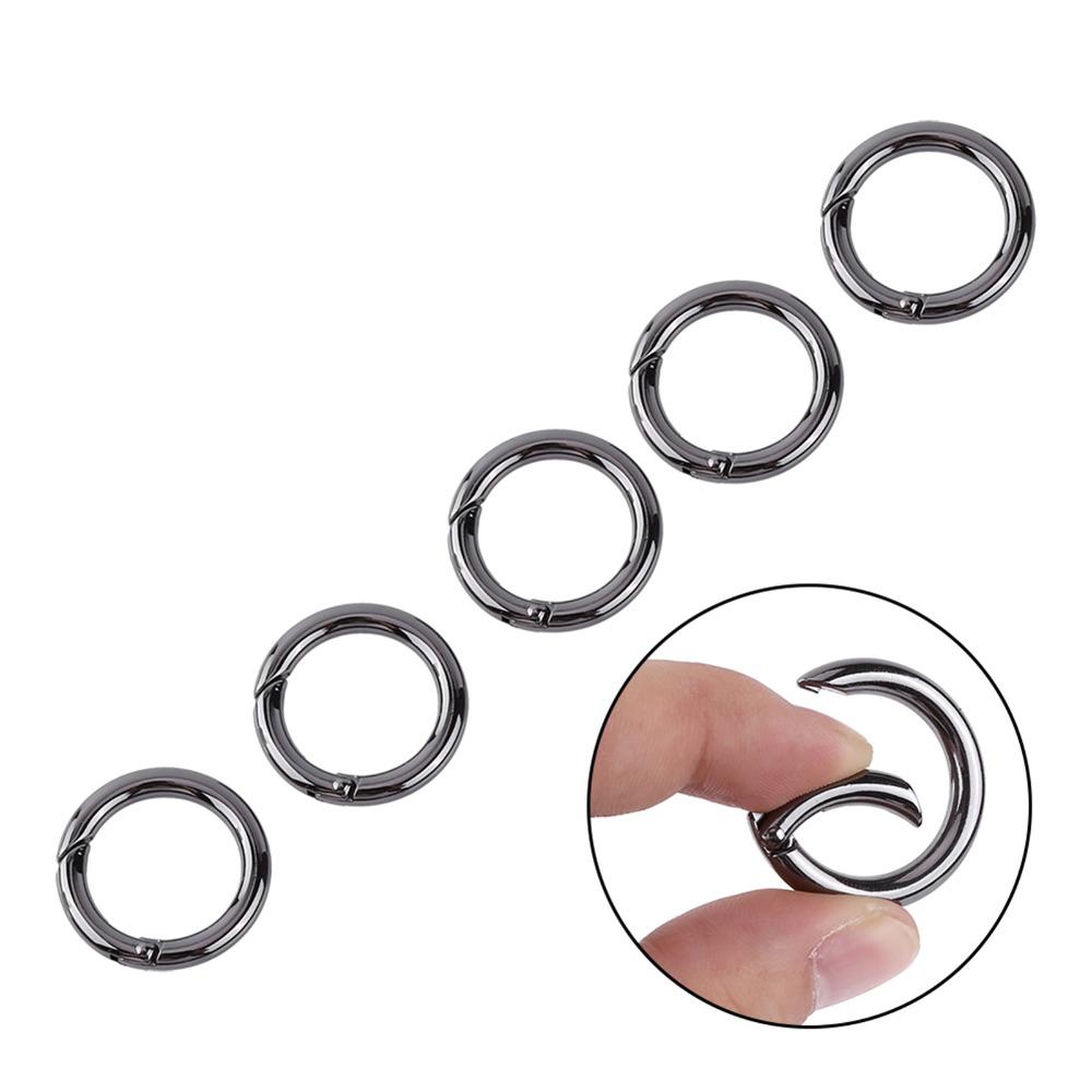20 Pcs Black Round Carabiner Spring Snap Clips Round Keychain Buckle Carabiners Rings  Keychain Use