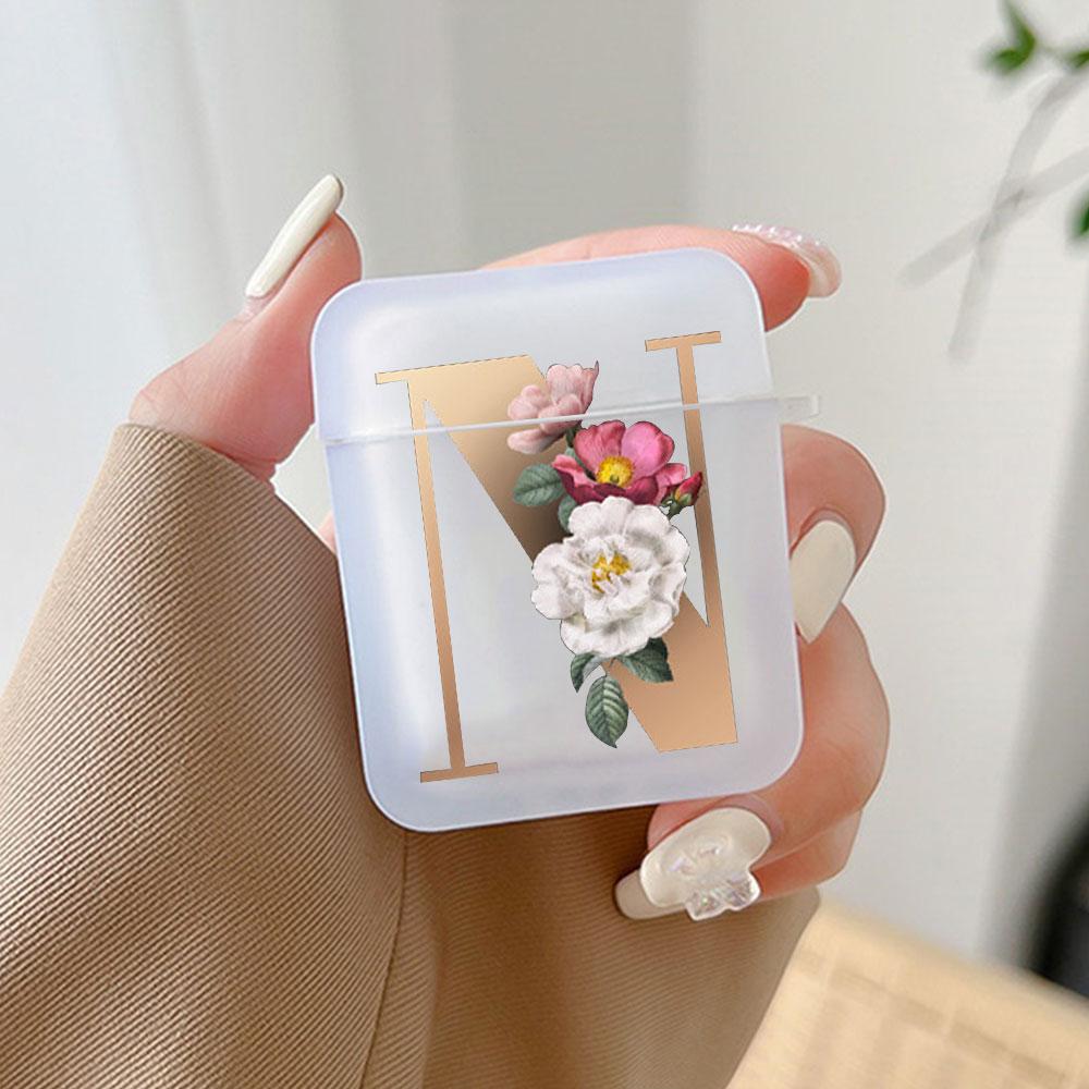 Cute Gold 26 Letters A Z Earphone Case for Airpods 4th 3rd Pro 3 2 Shockproof Cover for Airpod 2 3 1 Protective Accessorie Shell