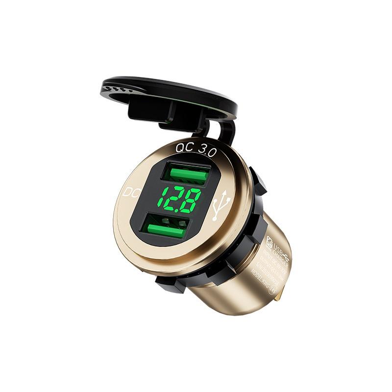 

Car Dual 12v24v Usb Charger Quick Charge Socket Power Wvoltmeter Outlet StyleD