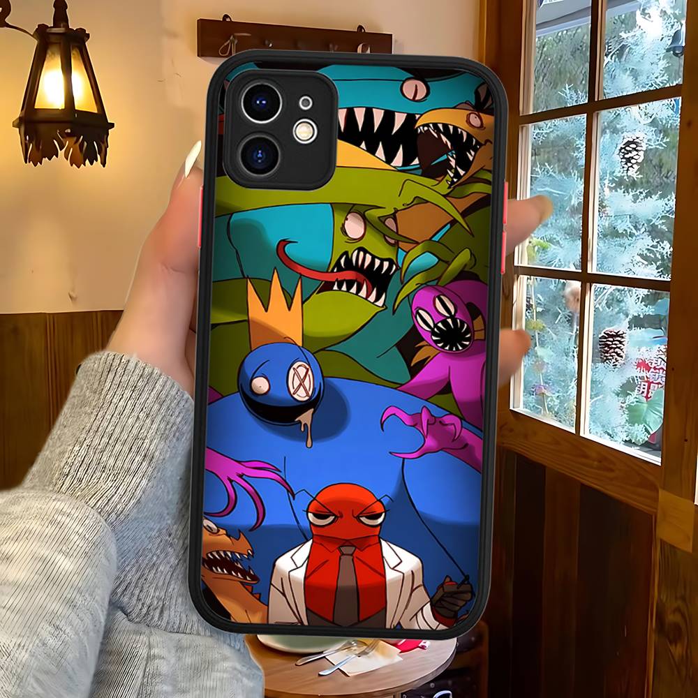 Cartoon R-Rainbow Friends For IPhone 16 15 13 12 14 11 Pro Max X XS MAX Color Case Matte Silicone Phone Cover