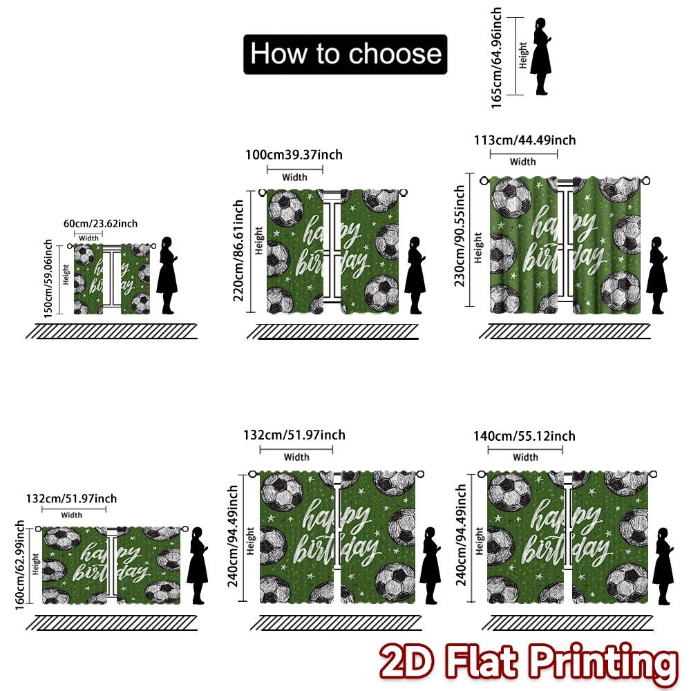 2D Flat Printing,2pcs Birthday Soccer Celebration Contemporary Popular Curta Durable Polyester Curta Holiday Decorative