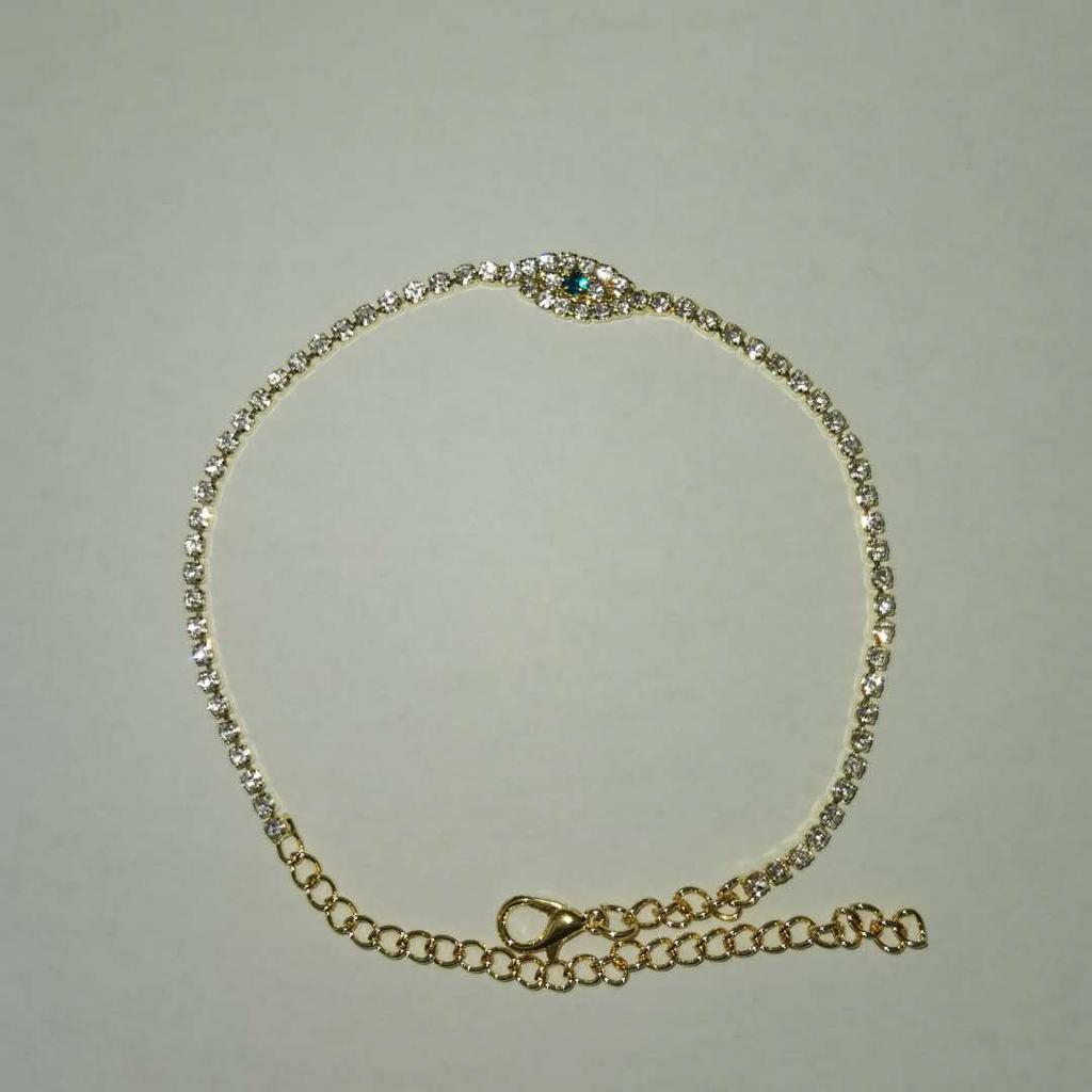 Accessories Rhinestone Anklet, Flash Diamond Blue Glasses Anklet, Summer Beach Simple Anklet Geometric Anklet
