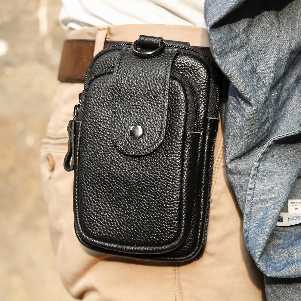 

Men S Fanny Pack Outdoor Large-Capacity Vertical Hanging Fanny Pack Men S Frosted Leather Genuine Leather Multifunctional Mobile Phone Bag