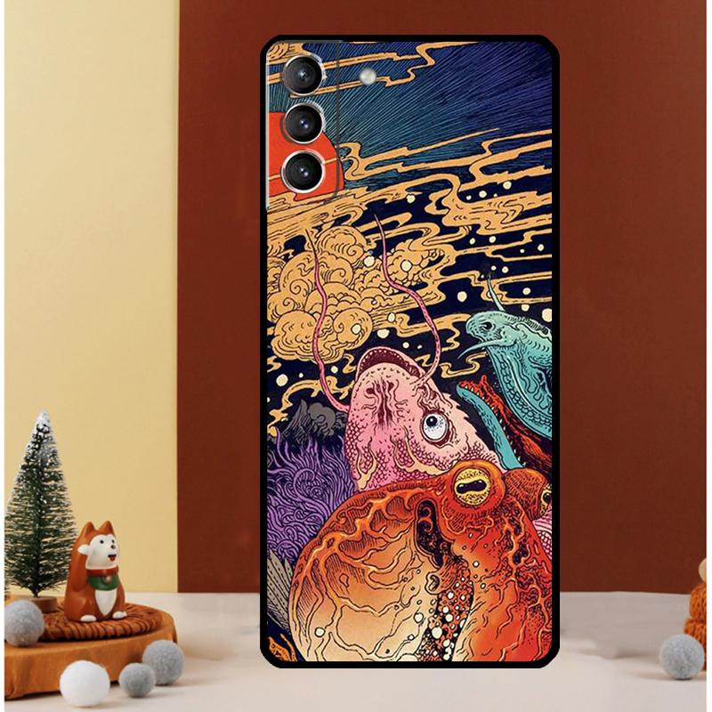 Japanese Style Art Japan Case For Samsung Galaxy S23 S24 Ultra S8 S9 S10 S22 Plus Note 10 20 Ultra S20 S21 FE Cover