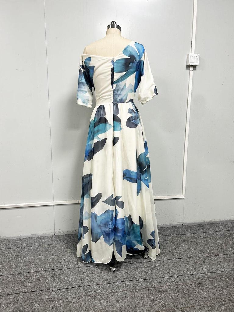 Vestido de gasa bohemio europeo y americano con un hombro descubierto