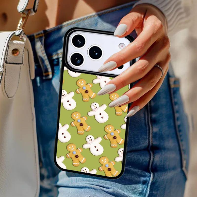 Cute Gingerbread man Christmas Phone Case For iPhone 17 Air 14 15 13 12 Max Cover For Apple 14 15 16 16e 11 Pro Max Plus