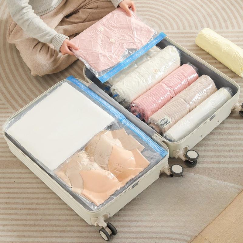 Travel Compress Bag Roll Up Space Saving Clothing Bag No Need for Vacuum Suitable for Hotel Self-service Laundry Home Use Waterproof Dustproof Pouch