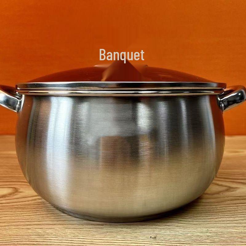 Thickened Stainless Steel Composite Bottom Stew Pot for Camping and Household Use