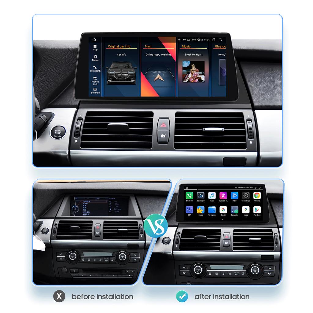 Hizpo 4G LTE Intelligent Screen Octa Core 10.25 Inch Car Radio Carplay Android Auto for BMW X5 E70 (2011-2013) CIC for BMW X6 E71 (2011-2014) CIC