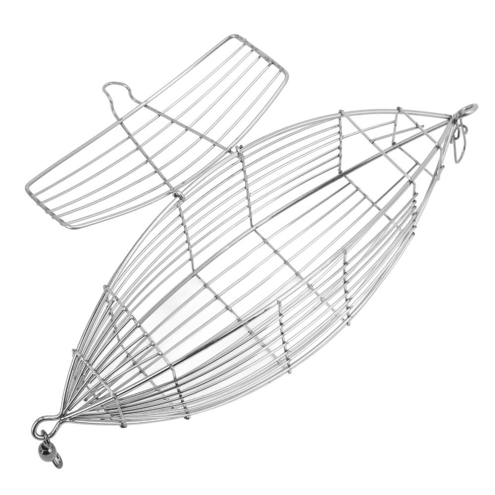 Durable Stainless Steel Fishing Bait Cage with Secure Lock Silver Carp Fishing Trap Fishing Lure Cage Boat Fishing
