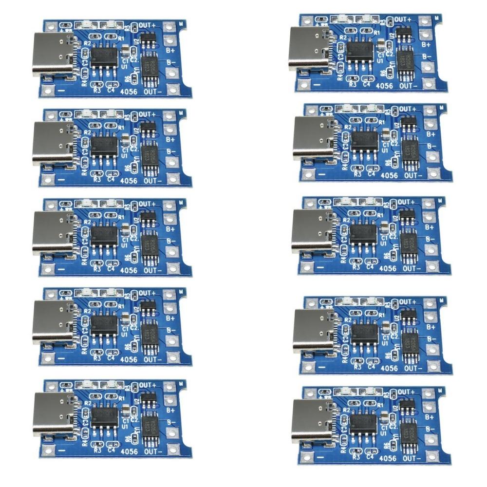 1/10PCS TP4056 Type-c USB 5V 1A 18650 Lithium Battery Charger Module Charging Board with Dual Protection Functions