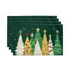 4PCS Linen-like Christmas Tree Placemats Anti-slip Tableware Insulated Mats  New Year