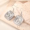 Teamer Geometric Spiral Swirl Earrings Stainless Steel Square Dangle Earrings for Women Trendy Minimalist Street Office Jewelry