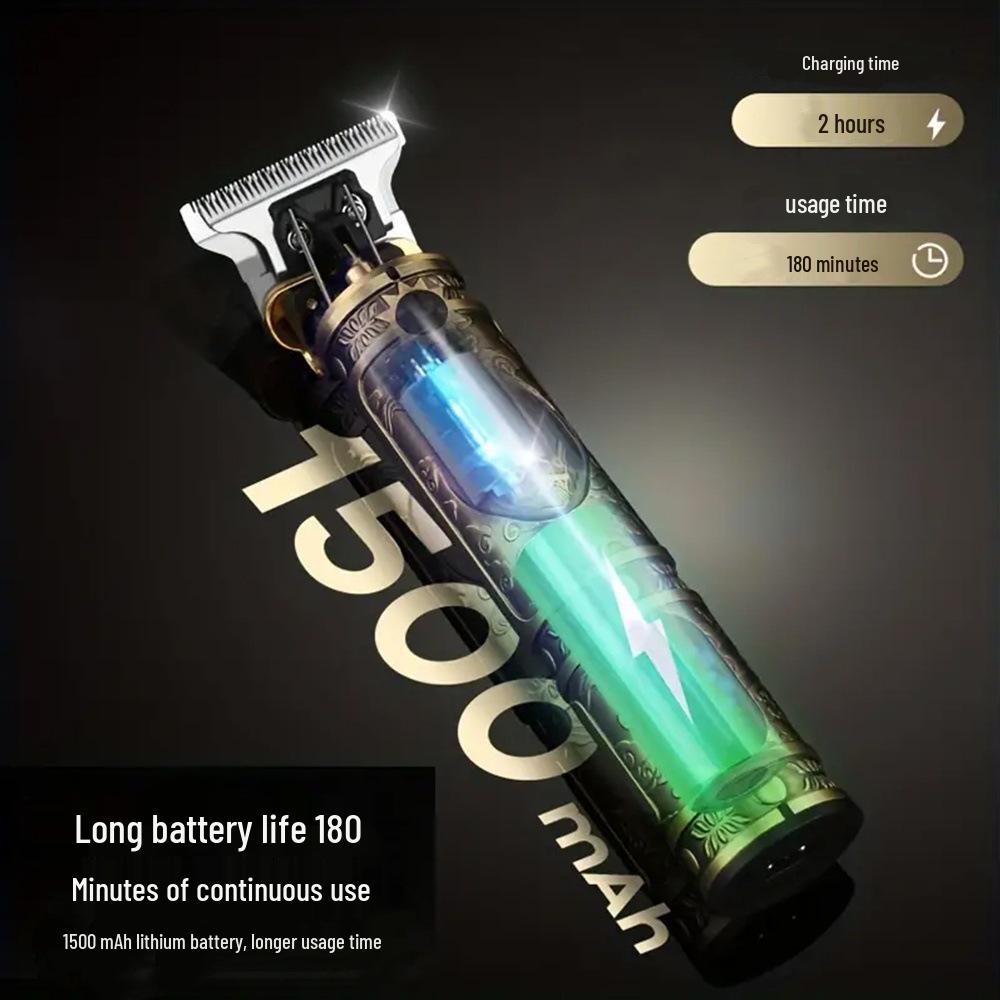 Oil Head T-Blade Hair Clippers: LCD Display, USB Rechargeable, Zero-Gapped Electric Trimmer.