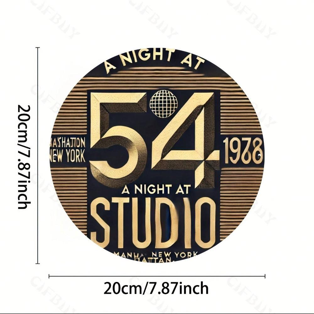 Runde Metall-Wandkunst Retro 8 Zoll Blechschild Studio 54 Aluminium Dekor für Zuhause Bar Büro Geschenk Innen Außen Halloween Wohnzimmer Küche