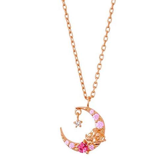 

THE KISS Disney Collection Gold Coated Moon Silver Necklace 40cm Minnie/Pink DI-SN1846DM