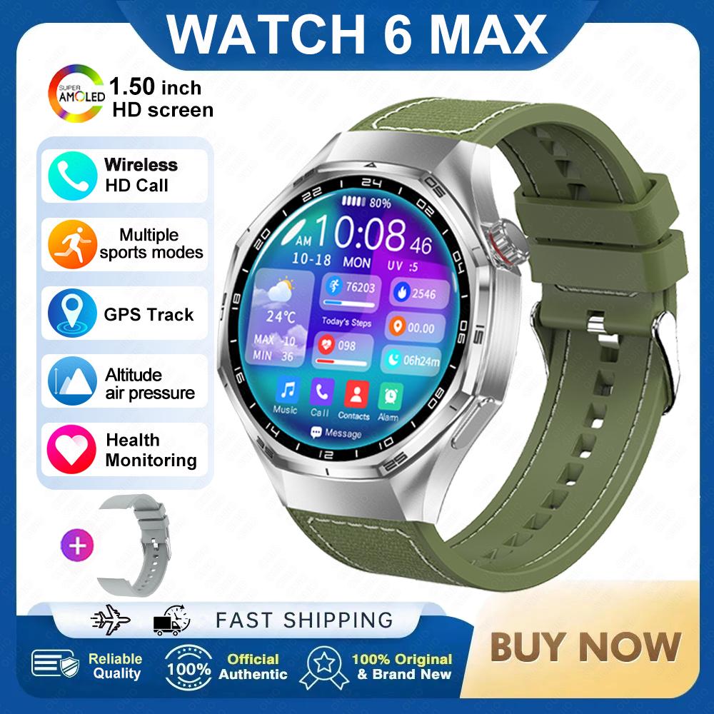 2026 New Watch 6 MAX Smart Watch GPS Track Altitude Pressure Heart Rate Blood Oxygen IP67 Waterproof BT Call Outdoor Smart Watch