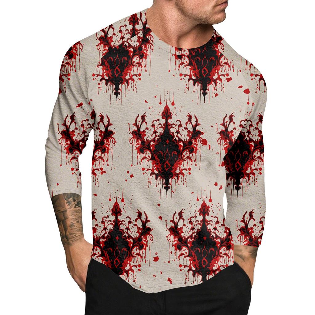 Halloween Print Raglan Sleeve Men's Long Sleeve Top