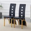 [Set of 2] European Dining Chairs with Perforated Pattern, Black PU Leather + Gold Metal Legs, 102.5 Cm Height, Suitable for Modern Dining Areas.