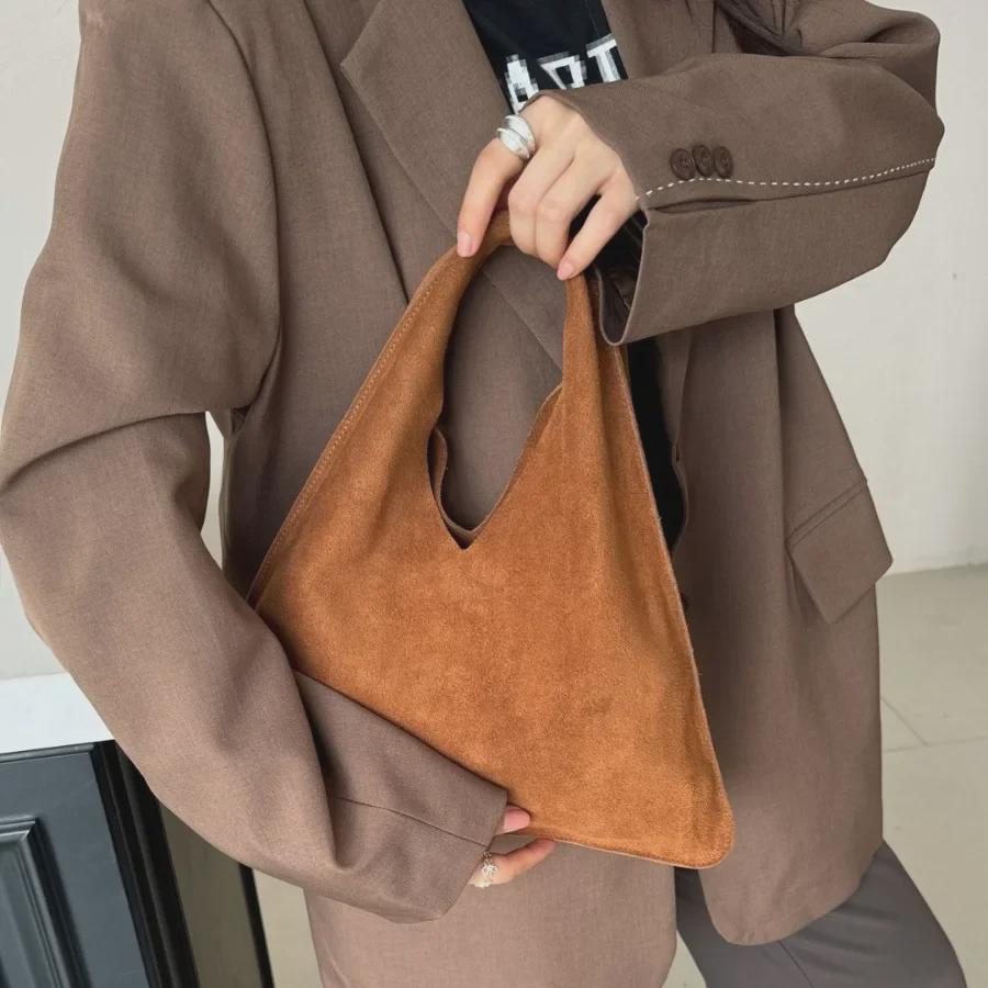New TR Autumn/Winter Deerskin Cowhide Shoulder Bag, Fashionable Portable Bucket Tote