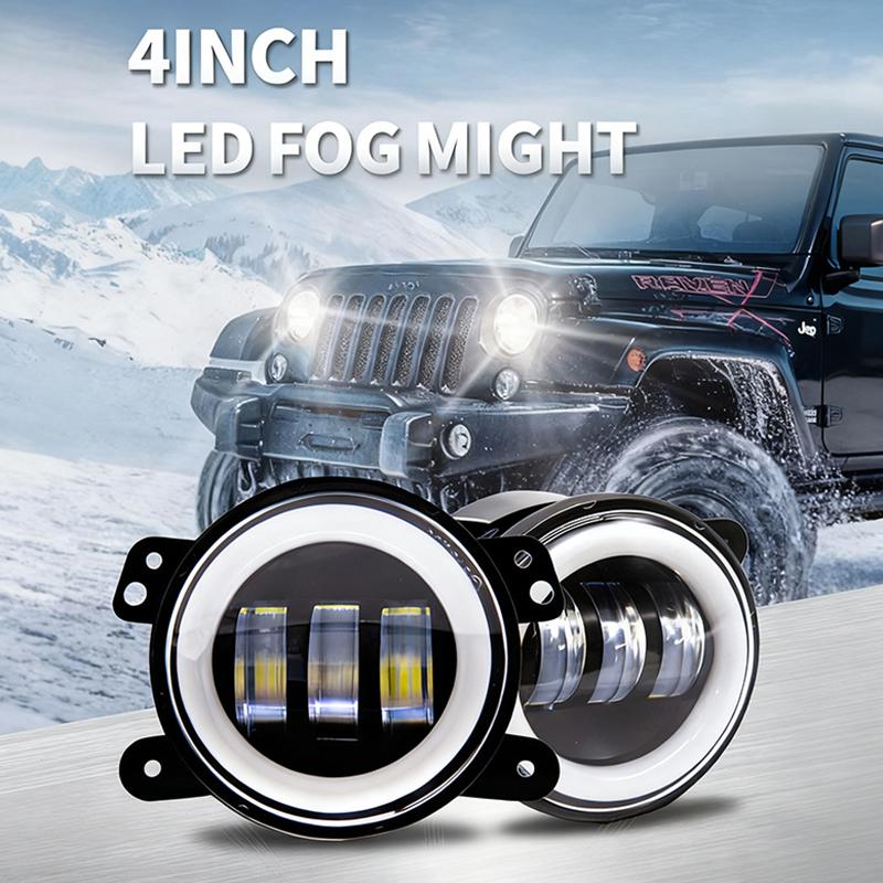 Car Led 4 Inch Front Bumper Fog Light For Off-Road With/Without White Yellow Halo Ring Drl Angel Eyes Lamp 30W Fog Lights