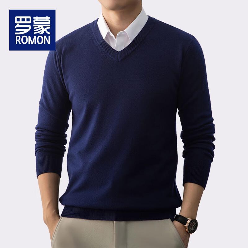 Romon Men's Thickened V-Neck Knit Sweater WLW8105