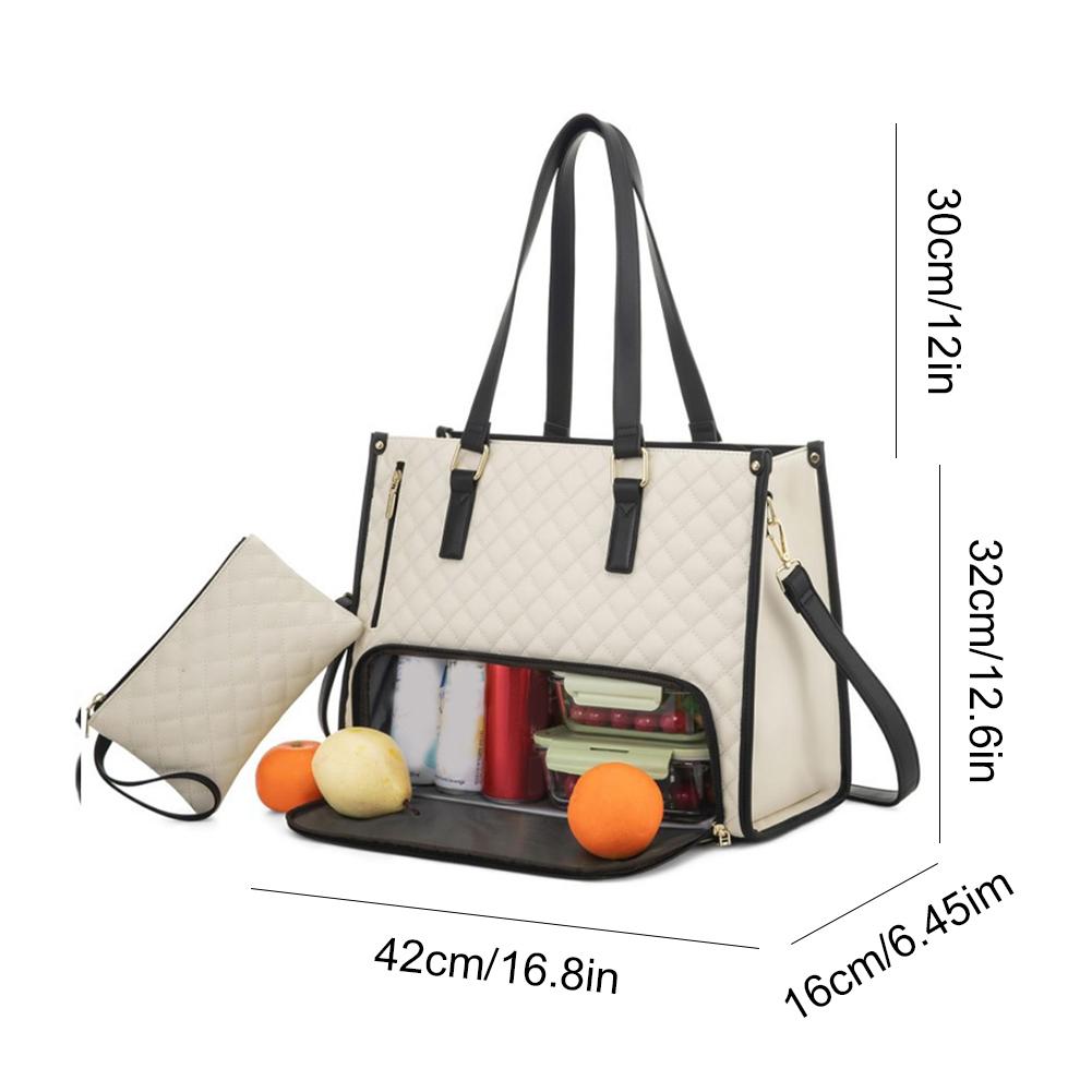 

2-in-1 Lunch Bag Large Capacity Lunch Tote Bag Laptop Bag Large Capacity Lunch Box Handbag with Purse for Business Work Office