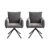 Set of Two Dining Chairs, Upholstered Armchair with 4 Metal Legs, 360 degrees Casual Swivel Chair, Work and Desk Chair, Lumbar Support, Velvet, Grey