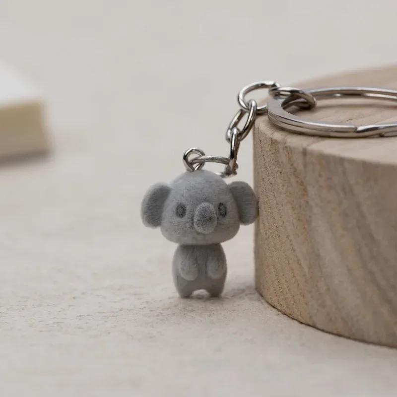 Roztomilé kreslené řetízky na klíče zvířátka Malá koala, králík, žába, kovový kroužek na klíče Vtipné přívěsky na klíče pro děti