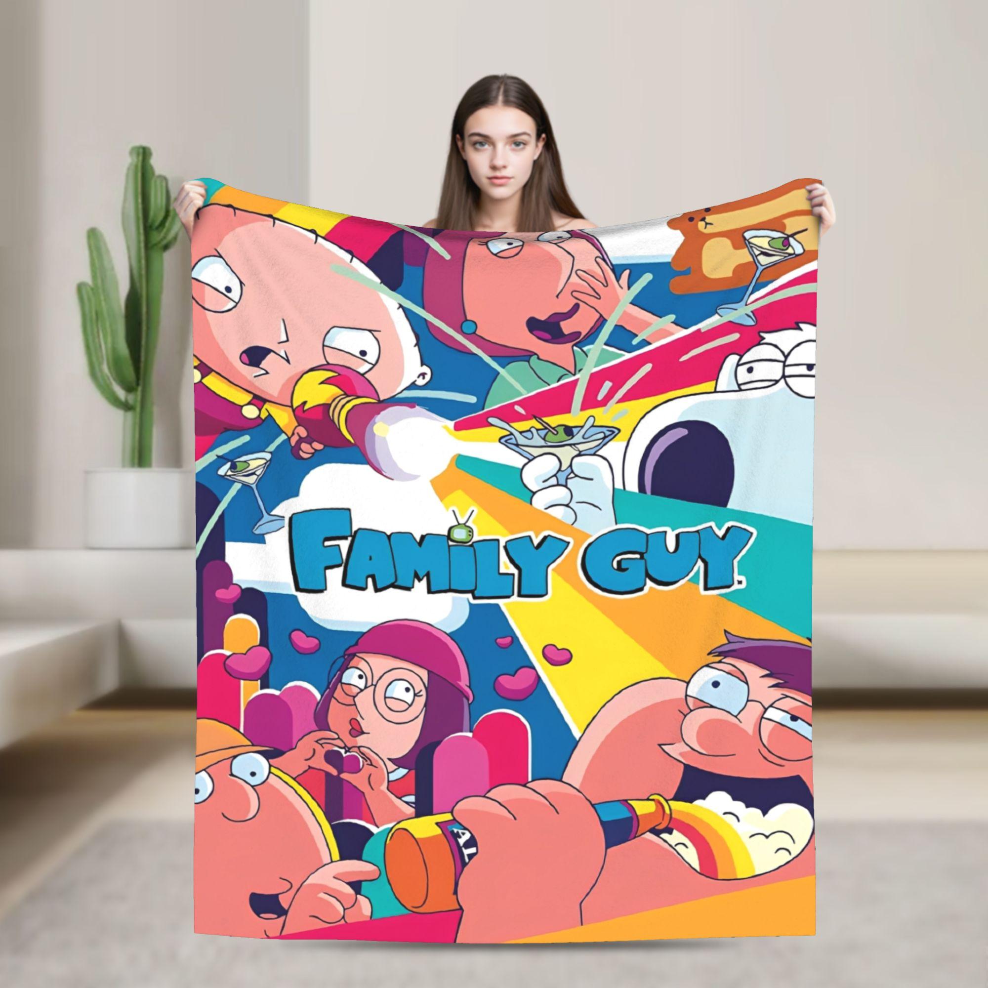 

Families Cartoon Peter Griffin Guys Flannel Throw Blanket Funny TV for Bed Knitted Blanket Car Super Soft Multifunction 30x40in