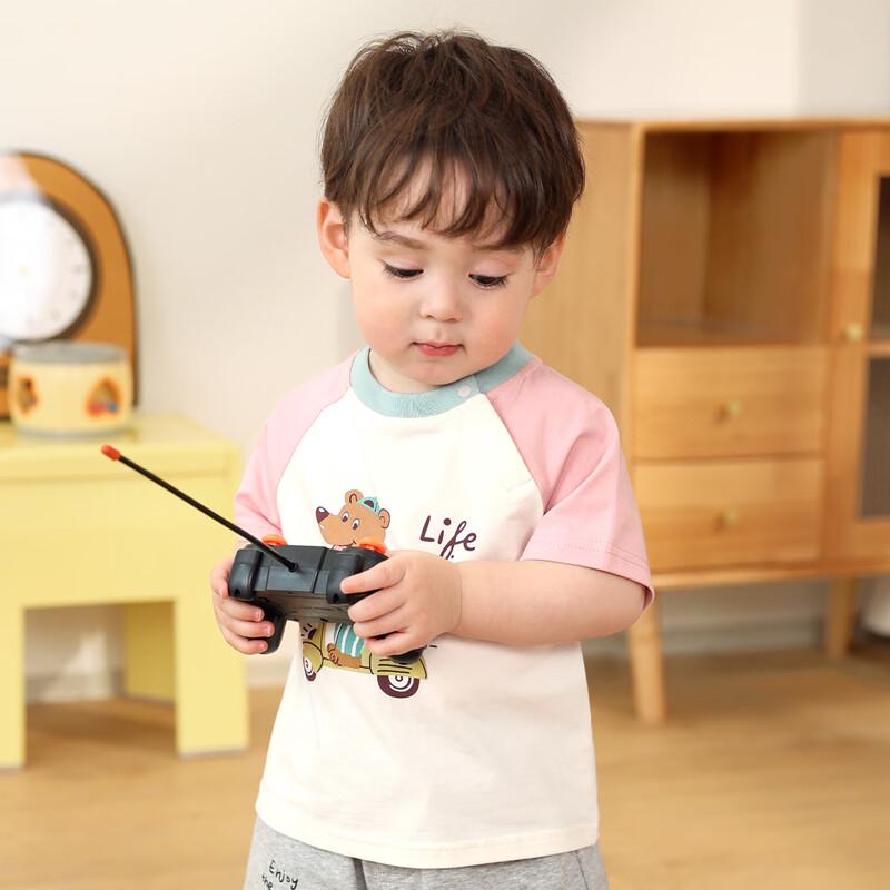 LUSON Baby Boys' 2025 Color-Block Raglan Short Sleeve T-Shirt