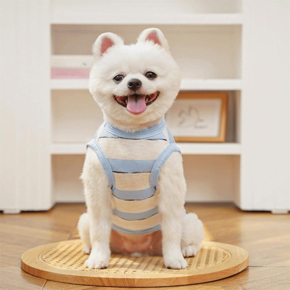 Striped Cat Sunscreen Vest Breathable Dog Summer Clothes Dog Traction Suit Indoor Outdoor