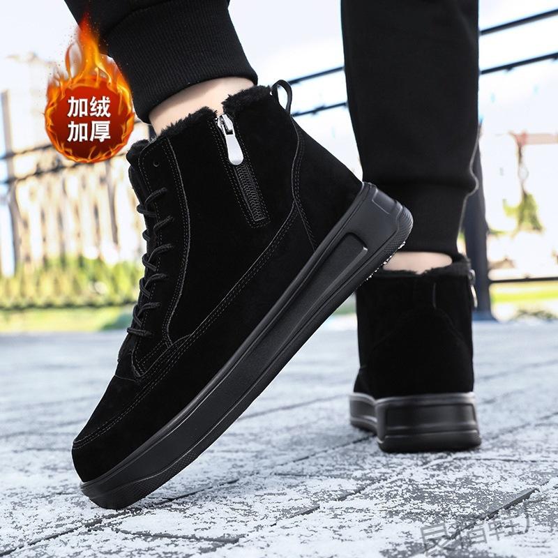 Winter new Jinjiang Dachang snow boots high-top board shoes thickened and velvet warm side zipper winter