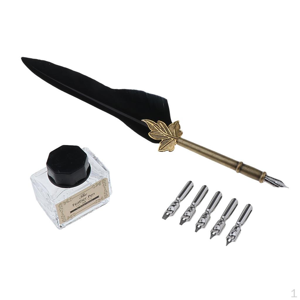 Nibbed Pen, Traditional Feather Nib Dip Pen Set, Writing Quill Business Present