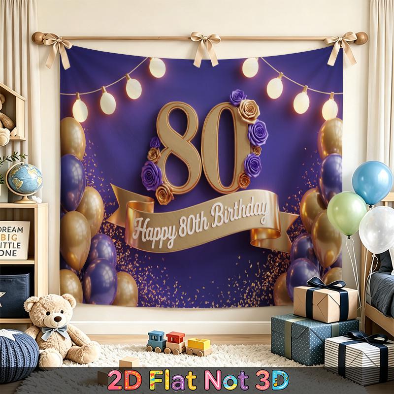 Party Backdrop Birthday Purple 80Th Photo Booth Background Front Door Decor