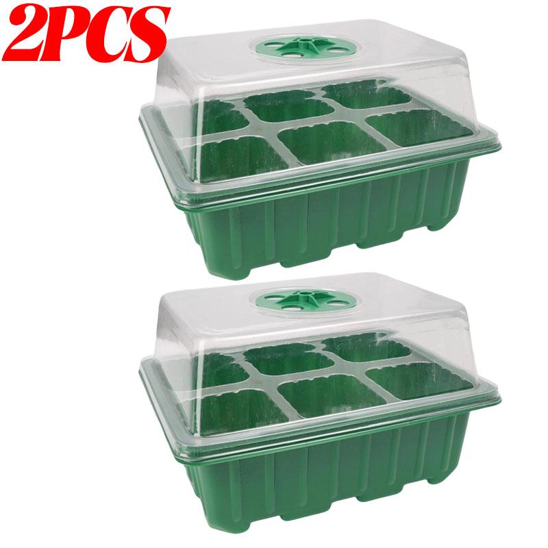 Seedling Tray With Lid 6 Hole Plant Germination Kit Greenhouse Propagation Box With Vent Portable Nursery Pots Succulent Flower