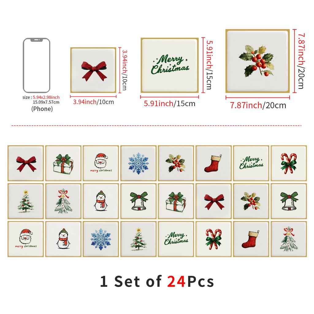 Christmas Tile Decoration Stickers Kitchen Oil-Proof Stickers Bathroom Bedroom Renovation Wall Stickers European Style Self-Adhesive Wall Paper