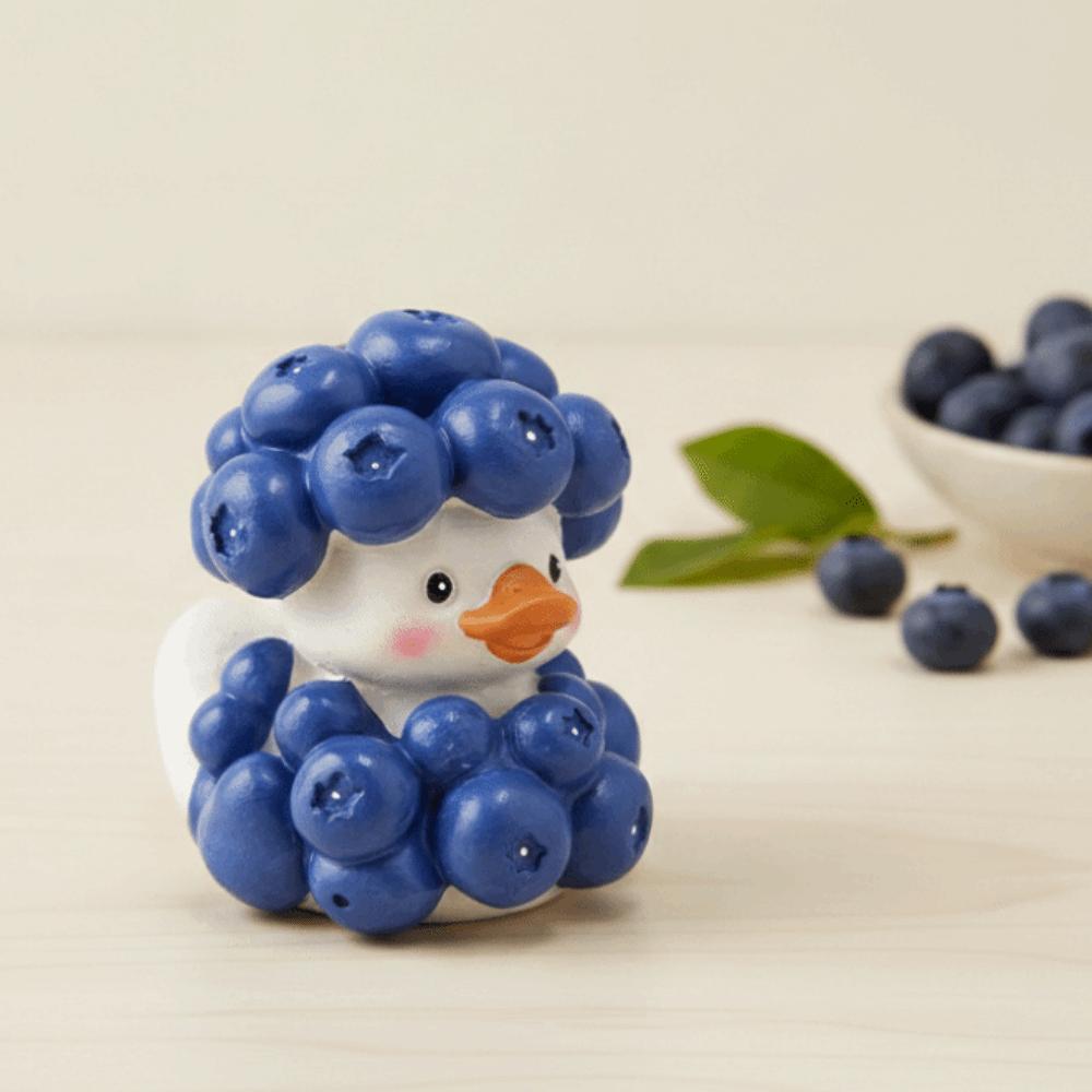 Cartoon-Frucht-Entenfigur Kreative Blaubeeren-Enten-Skulptur Fensterdekoration
