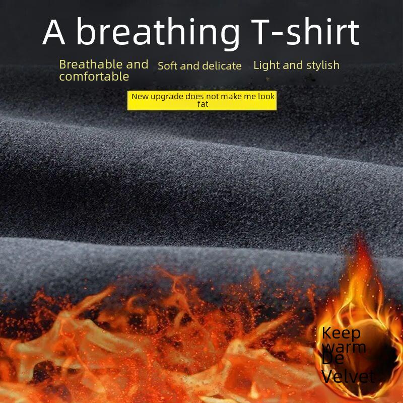 "Men's German Velvet Slim-Fit High-Collar Long-Sleeve T-Shirt for Autumn/Winter"