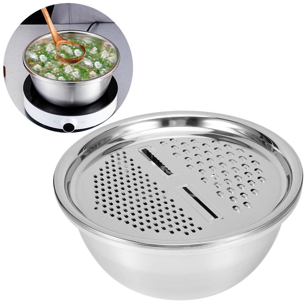 3Pcs Three-in-one Grater Bowl Multifunctional Washing Basin Practical Slicing Disc  Kitchen