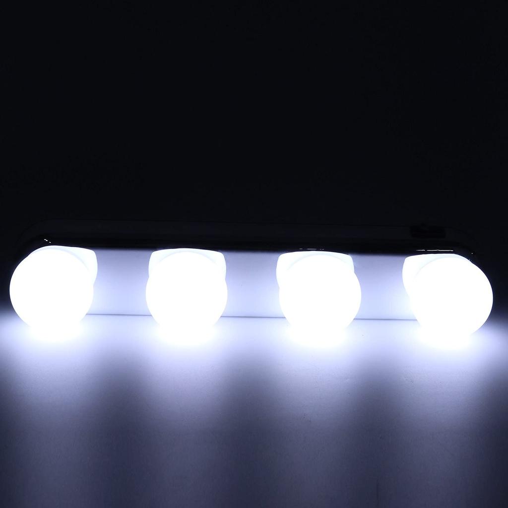 Jeffergarden LED Mirror Makeup Actress Hollywood Vanity 4 LED Natural with Suction Cup for Easy for Glass and Bathrooms Light, Light, Light, Light,