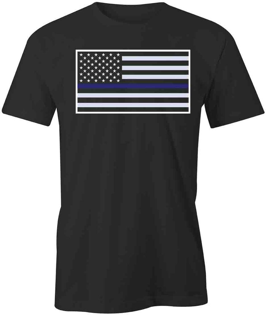 THIN BLUE LINE FLAG TShirt Tee Printed Graphic T-Shirt Gift S1BCB081 SUPPORT