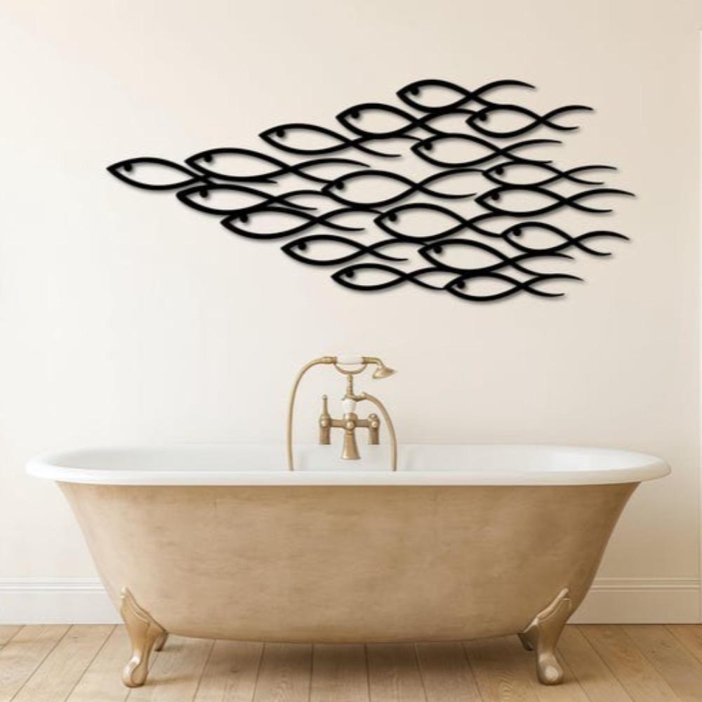 Metal School of Fish Wall Art 3D Abstract Metal Fish Decor for Home Ocean Sea Life Modern Coastal Housewarming Gift