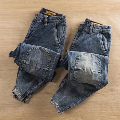 Jeans Men's New Retro Trend Ins Loose Straight Leggings Youth Work Pants a Piece